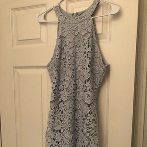 Lulu’s Love Poem Light Blue Lace Mini Dress